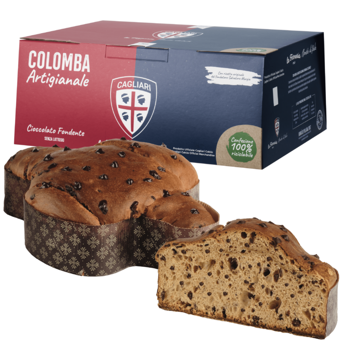 Colomba Cagliari Calcio con Gocce di Cioccolato 750 g - 1 cartone da 5 Pz