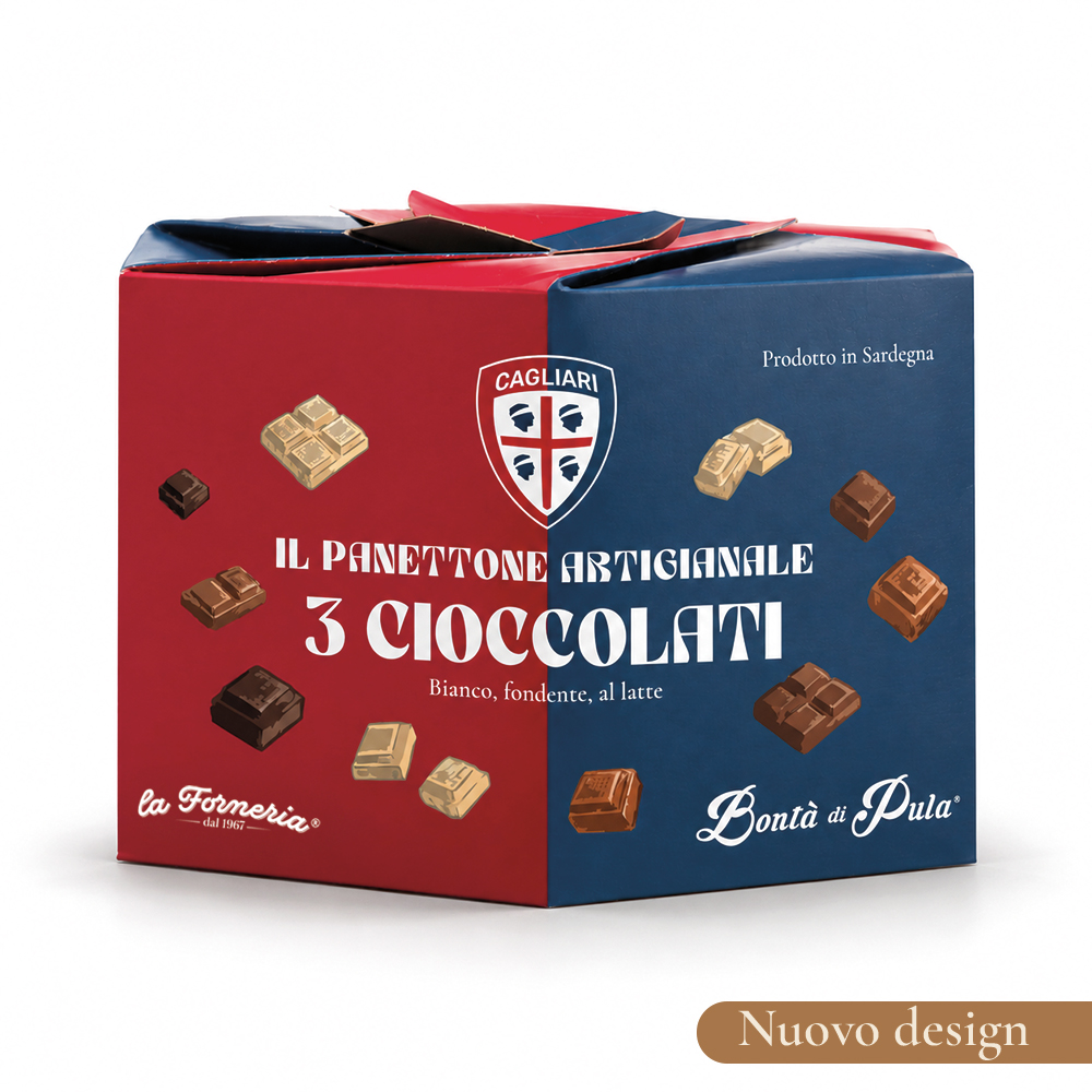Panettone ai 3 Cioccolati Cagliari Calcio 750 g - 1 cartone da 6 Pz - immagine 2