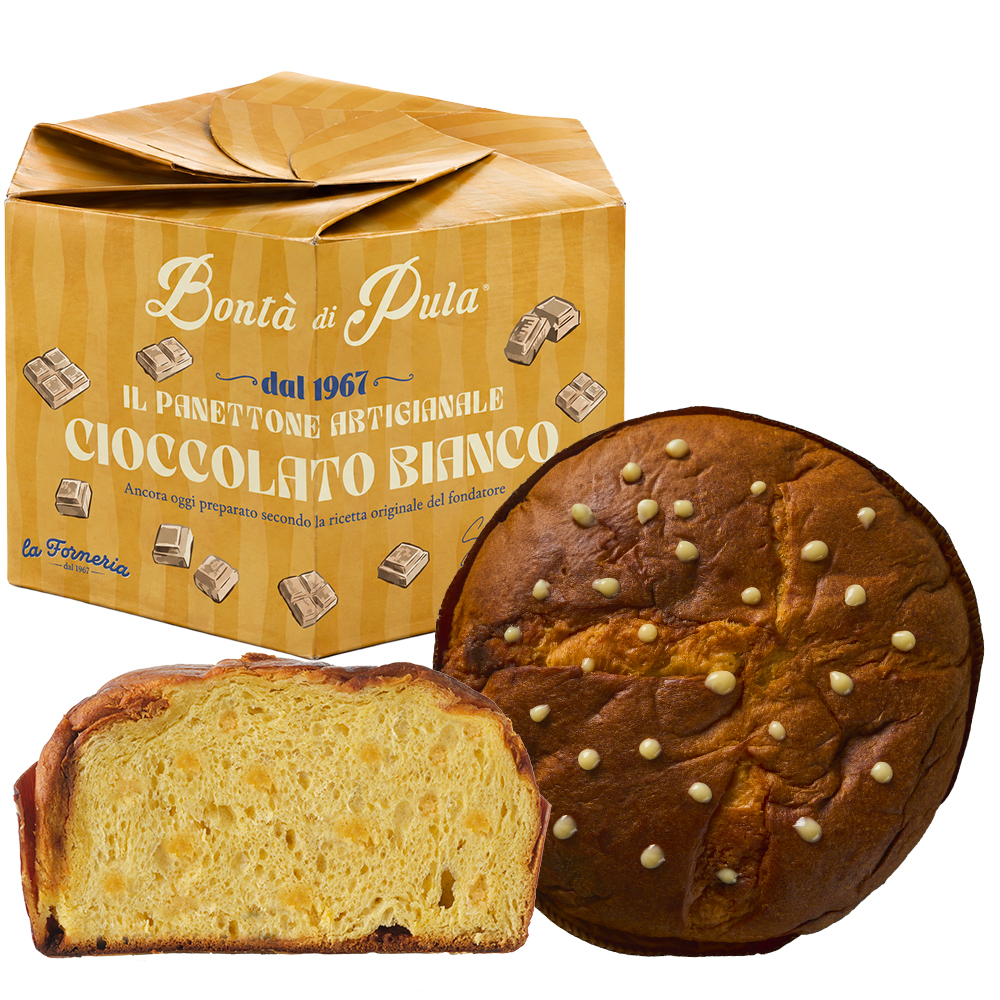 Panettone con Gocce di Cioccolato Bianco 750 g - 1 cartone da 6 Pz