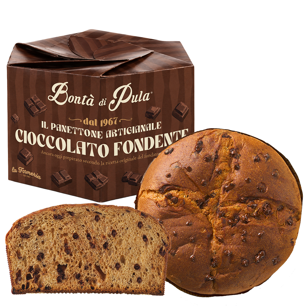 Panettone con Gocce di Cioccolato Fondente 750 g - 1 cartone da 6 Pz