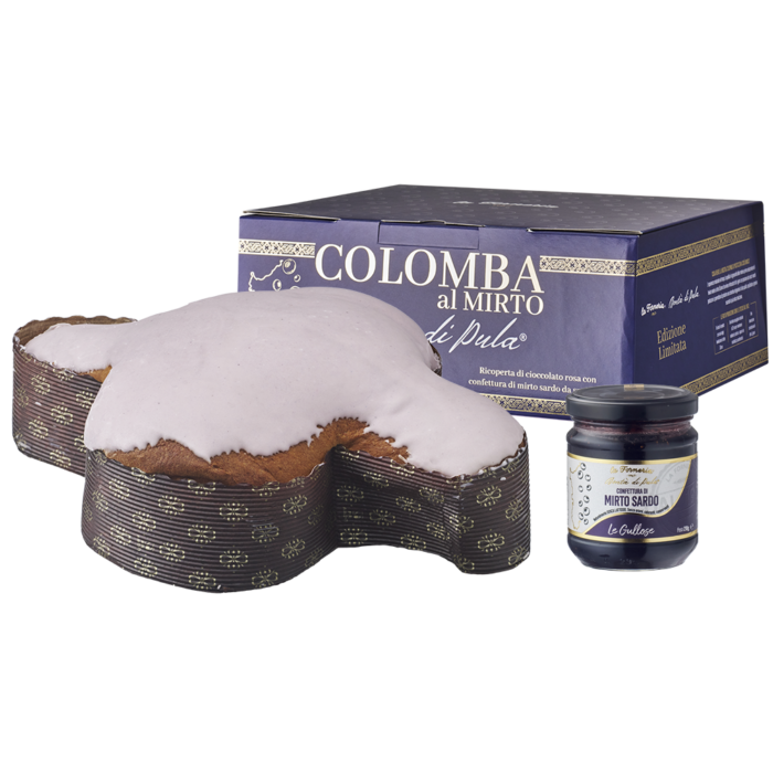 Colomba ricoperta di cioccolato rosa con confettura di mirto sardo da spalmare - 1kg - cartone da 5pz